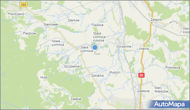 mapa Kolonia Muszyn, Kolonia Muszyn na mapie Targeo